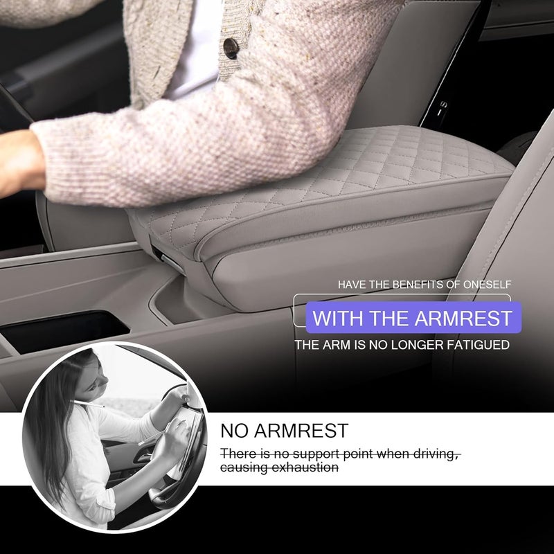 LUWU Center Console Cover Compatible with 2024 2025 2026 Hyundai Santa Fe Accessories Santa Fe Armrest Cover 2025 2026 Santa Fe SE/SEL/XRT/Limited/Calligraphy Armrest Console Cover Soft Leather(Thick Gray) - Image 3